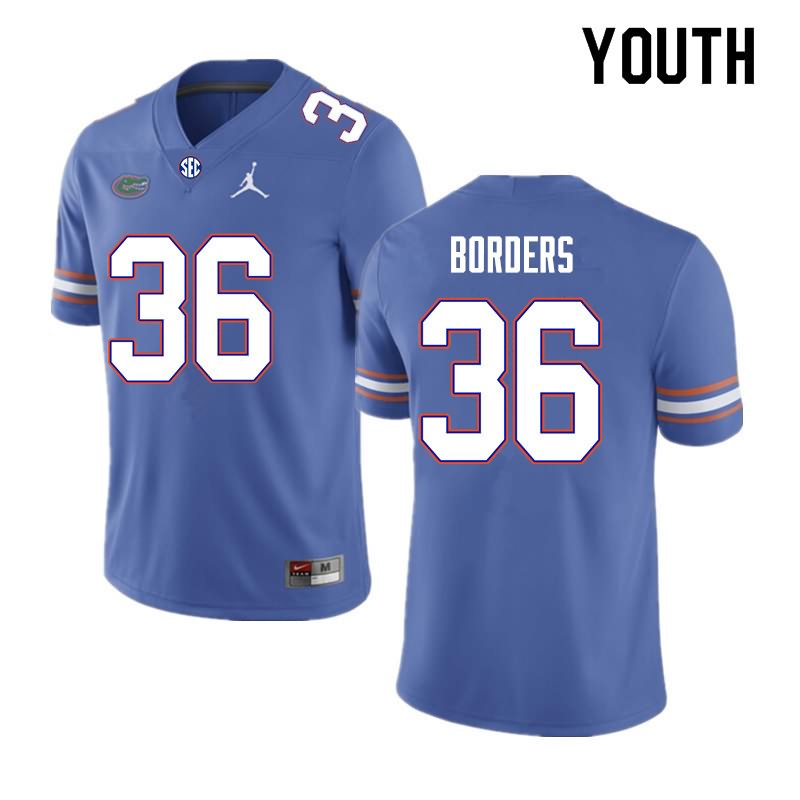 Youth NCAA Florida Gators Chief Borders #36 Stitched Authentic Nike Royal College Football Jersey WKG5265JN